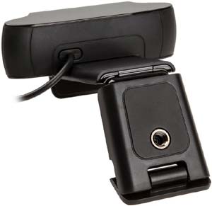 Rear view of Logitech C930 webcam, showing 1/4 threaded hole