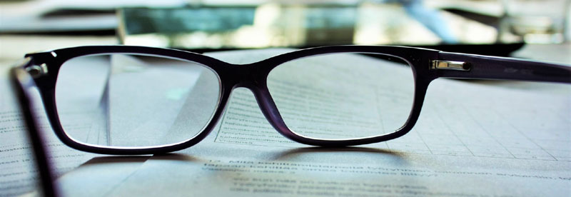 Glasses on a document